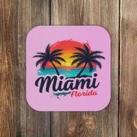 Miami Florida Sunset – Palm Tree Beach Coastal Vibes Coaster thumb 0