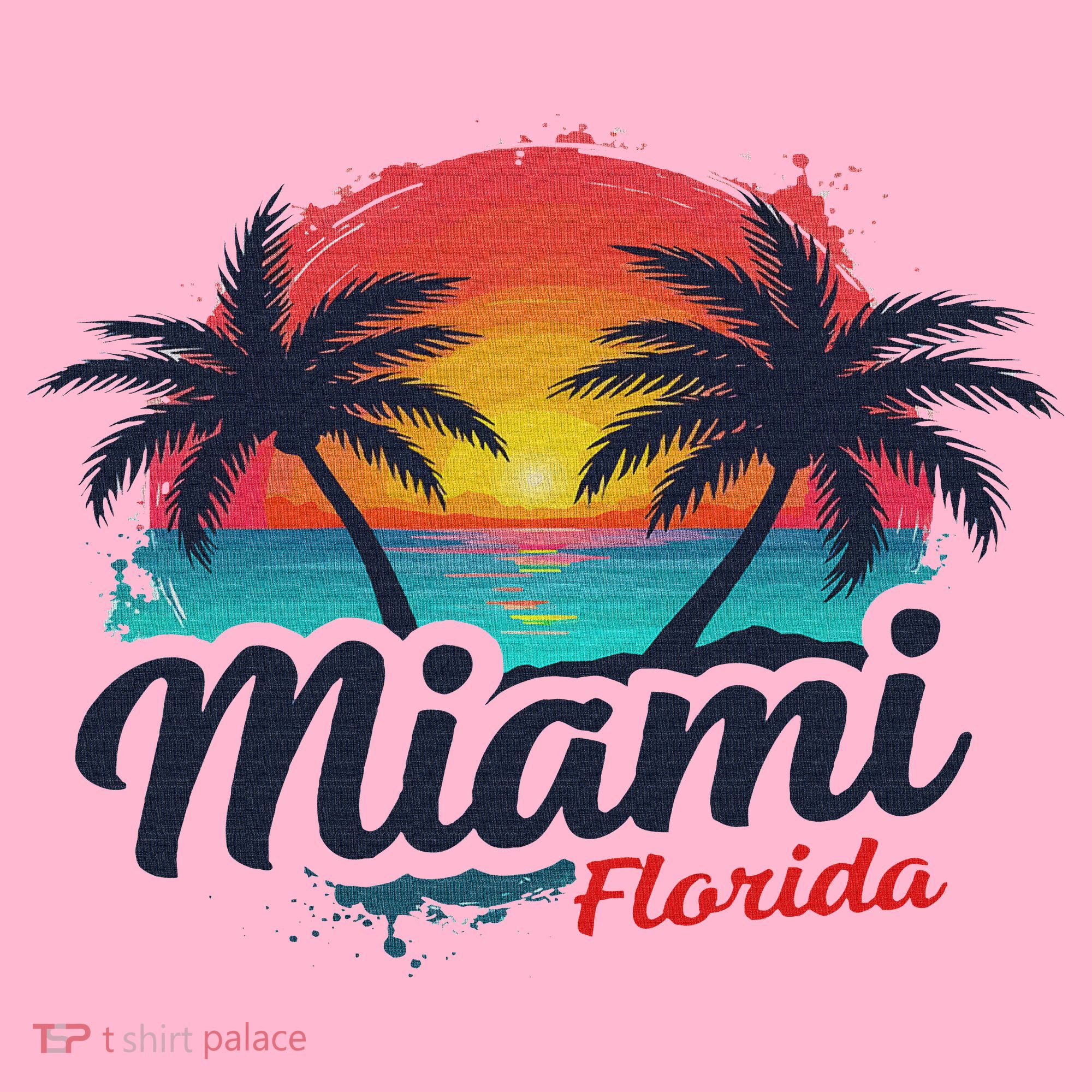 Miami Florida Sunset – Palm Tree Beach Coastal Vibes Coaster