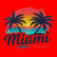 Miami Florida Sunset – Palm Tree Beach Coastal Vibes Santa Hat thumb 1