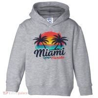 Miami Florida Sunset – Palm Tree Beach Coastal Vibes Toddler Hoodie thumb 0