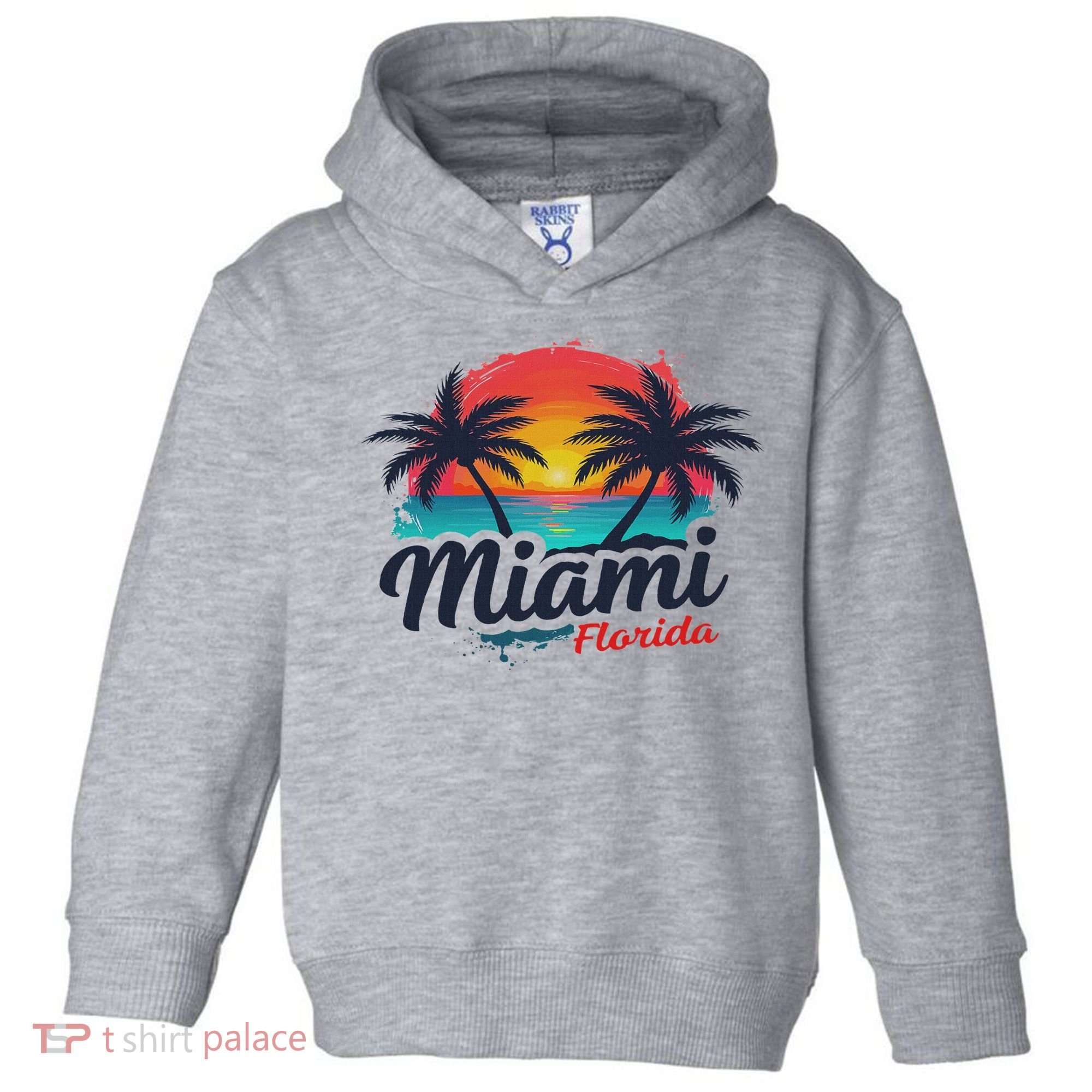 Miami Florida Sunset – Palm Tree Beach Coastal Vibes Toddler Hoodie