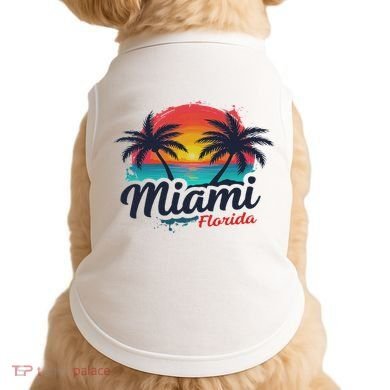 Miami Florida Sunset – Palm Tree Beach Coastal Vibes Doggie Tank