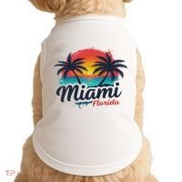 Miami Florida Sunset – Palm Tree Beach Coastal Vibes Doggie Tank thumb 0