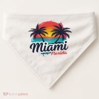 Miami Florida Sunset – Palm Tree Beach Coastal Vibes USA-Made Doggie Bandana thumb 0