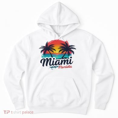 Miami Florida Sunset – Palm Tree Beach Coastal Vibes Hoodie