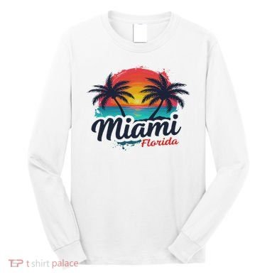 Miami Florida Sunset – Palm Tree Beach Coastal Vibes Long Sleeve Shirt