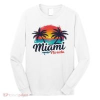 Miami Florida Sunset – Palm Tree Beach Coastal Vibes Long Sleeve Shirt thumb 0