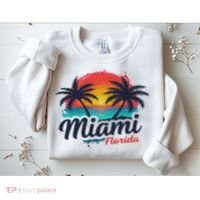 Miami Florida Sunset – Palm Tree Beach Coastal Vibes Sweatshirt thumb 2