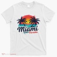 Miami Florida Sunset – Palm Tree Beach Coastal Vibes T-Shirt thumb 0