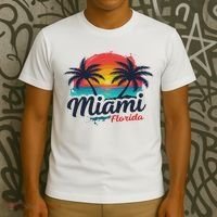 Miami Florida Sunset – Palm Tree Beach Coastal Vibes T-Shirt thumb 3