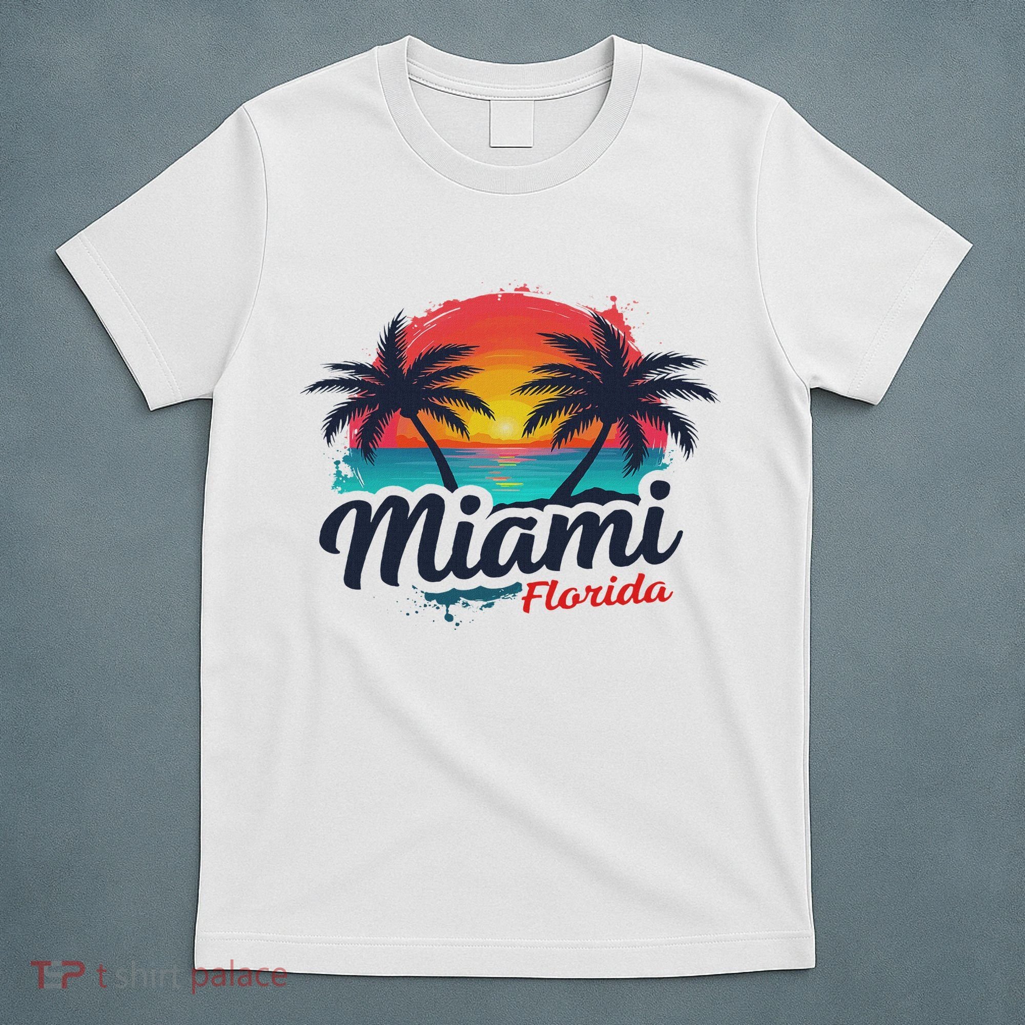 Miami Florida Sunset – Palm Tree Beach Coastal Vibes T-Shirt