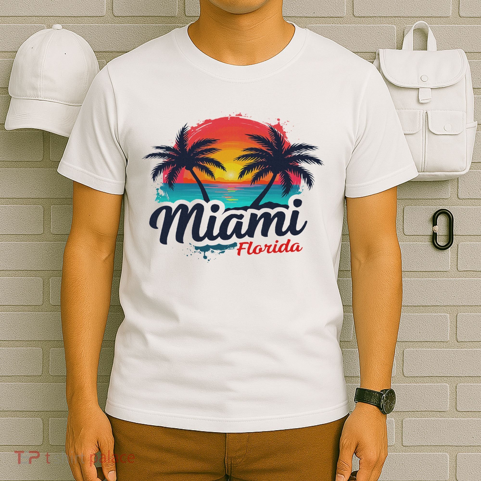 Miami Florida Sunset – Palm Tree Beach Coastal Vibes T-Shirt