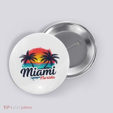 Miami Florida Sunset – Palm Tree Beach Coastal Vibes Button