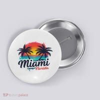 Miami Florida Sunset – Palm Tree Beach Coastal Vibes Button thumb 0
