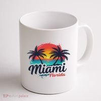 Miami Florida Sunset – Palm Tree Beach Coastal Vibes Coffee Mug thumb 1