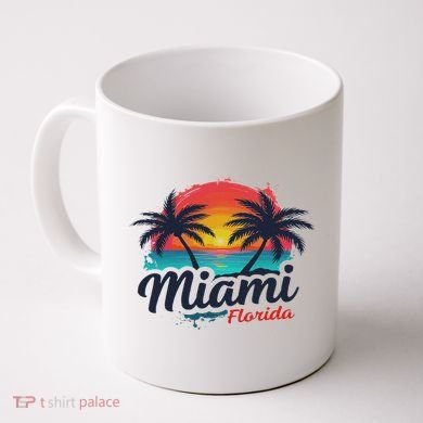 Miami Florida Sunset – Palm Tree Beach Coastal Vibes Coffee Mug