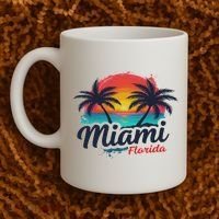 Miami Florida Sunset – Palm Tree Beach Coastal Vibes Coffee Mug thumb 2