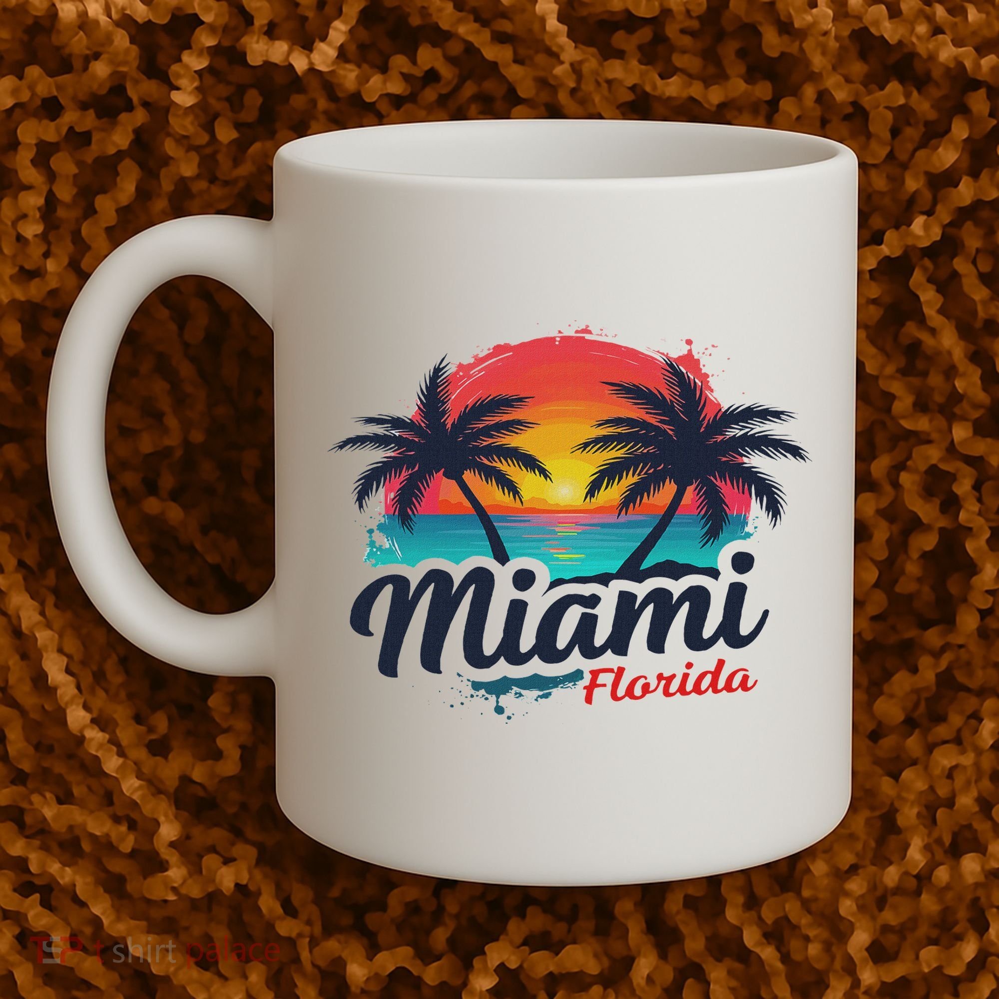 Miami Florida Sunset – Palm Tree Beach Coastal Vibes Coffee Mug
