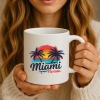 Miami Florida Sunset – Palm Tree Beach Coastal Vibes Coffee Mug thumb 3