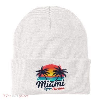 Miami Florida Sunset – Palm Tree Beach Coastal Vibes Beanie