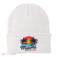 Miami Florida Sunset – Palm Tree Beach Coastal Vibes Beanie thumb 0