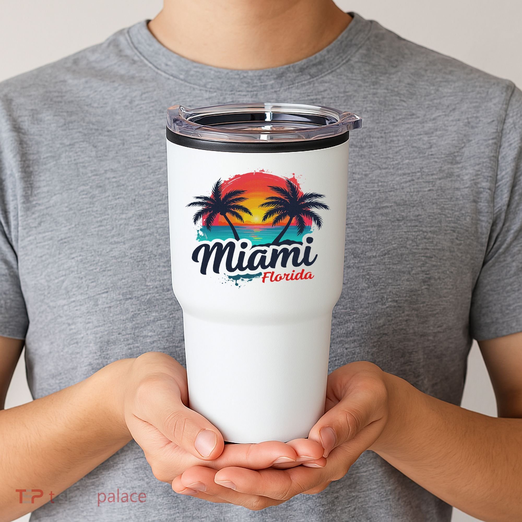 Miami Florida Sunset – Palm Tree Beach Coastal Vibes Tumbler