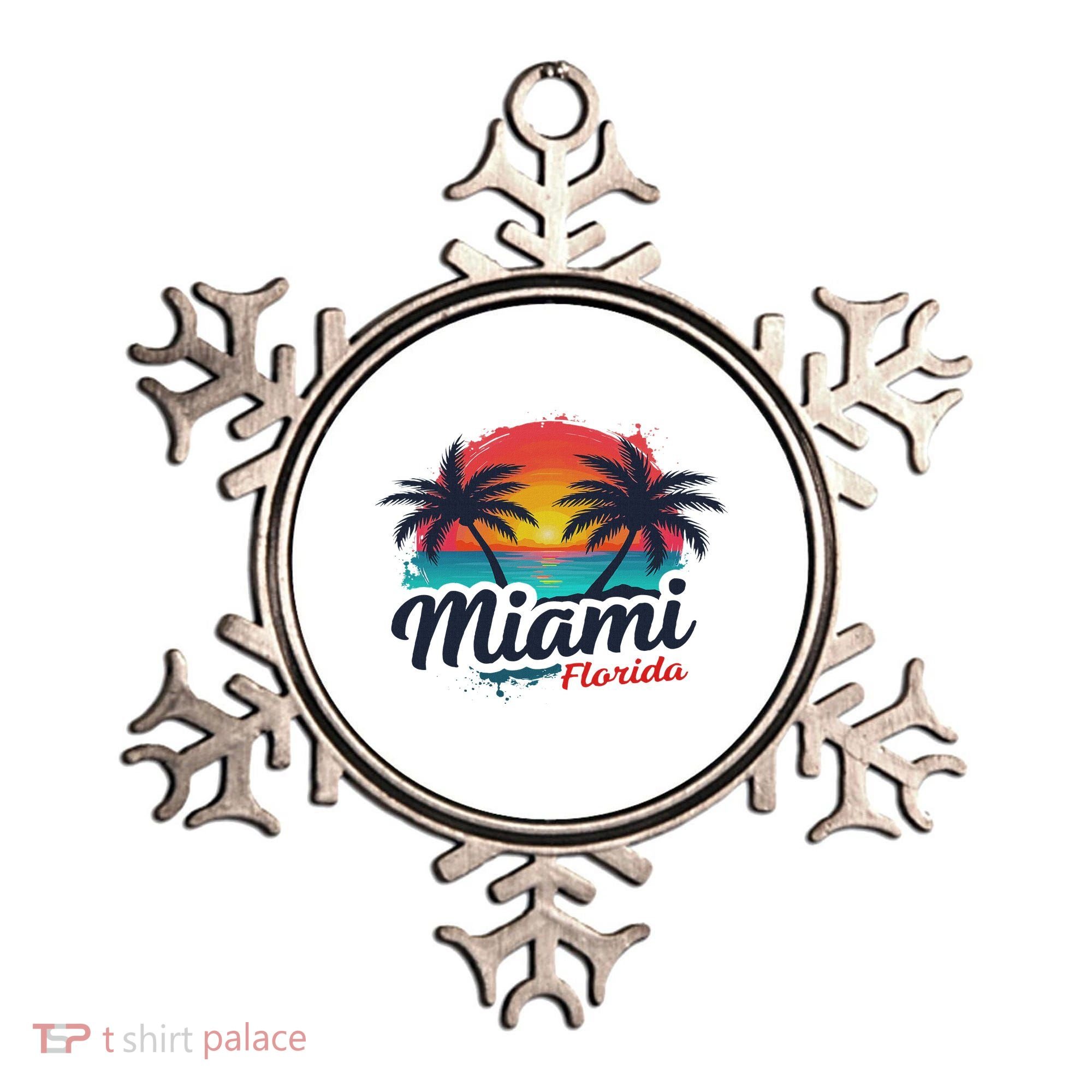 Miami Florida Sunset – Palm Tree Beach Coastal Vibes Ornament