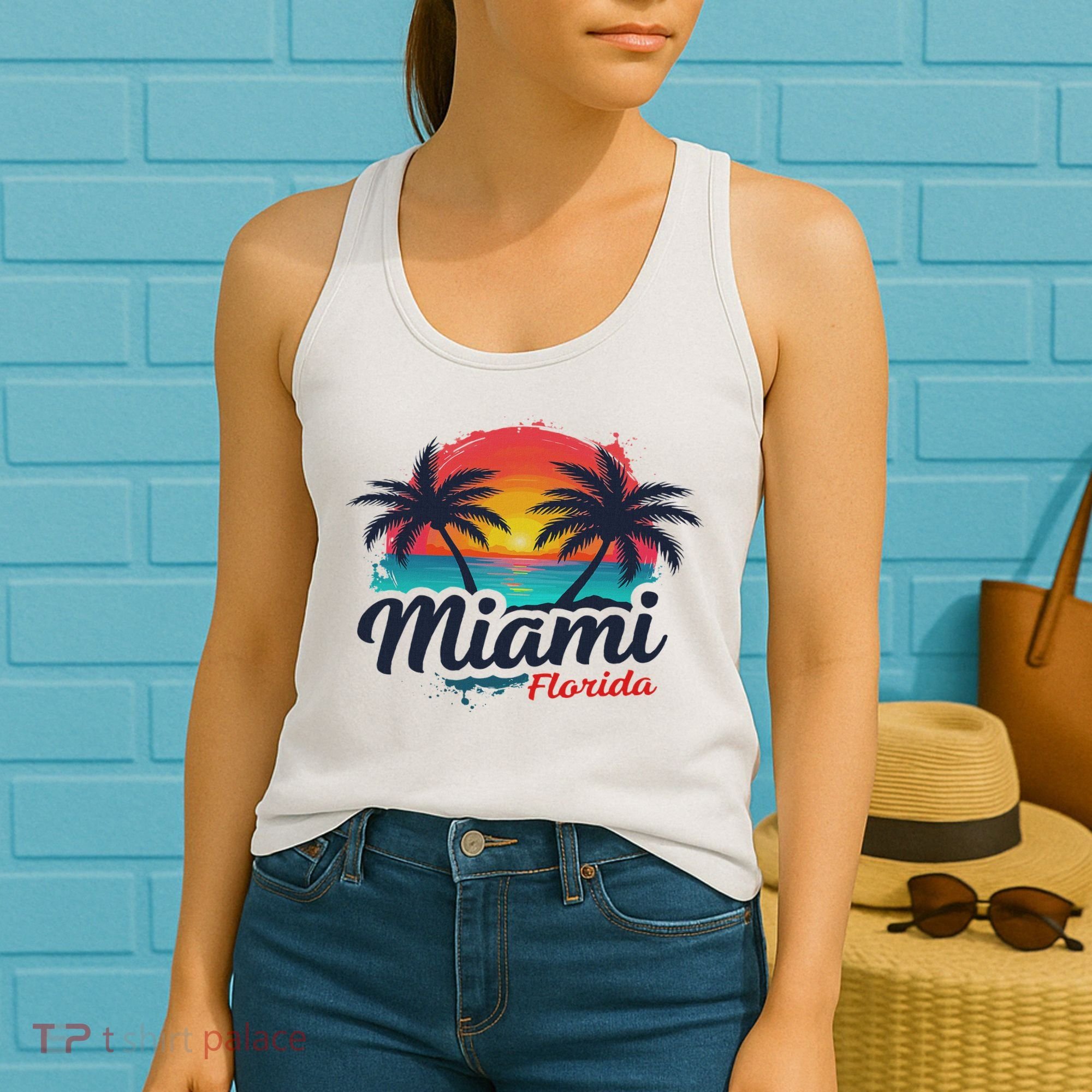 Miami Florida Sunset – Palm Tree Beach Coastal Vibes Women's Tank Top