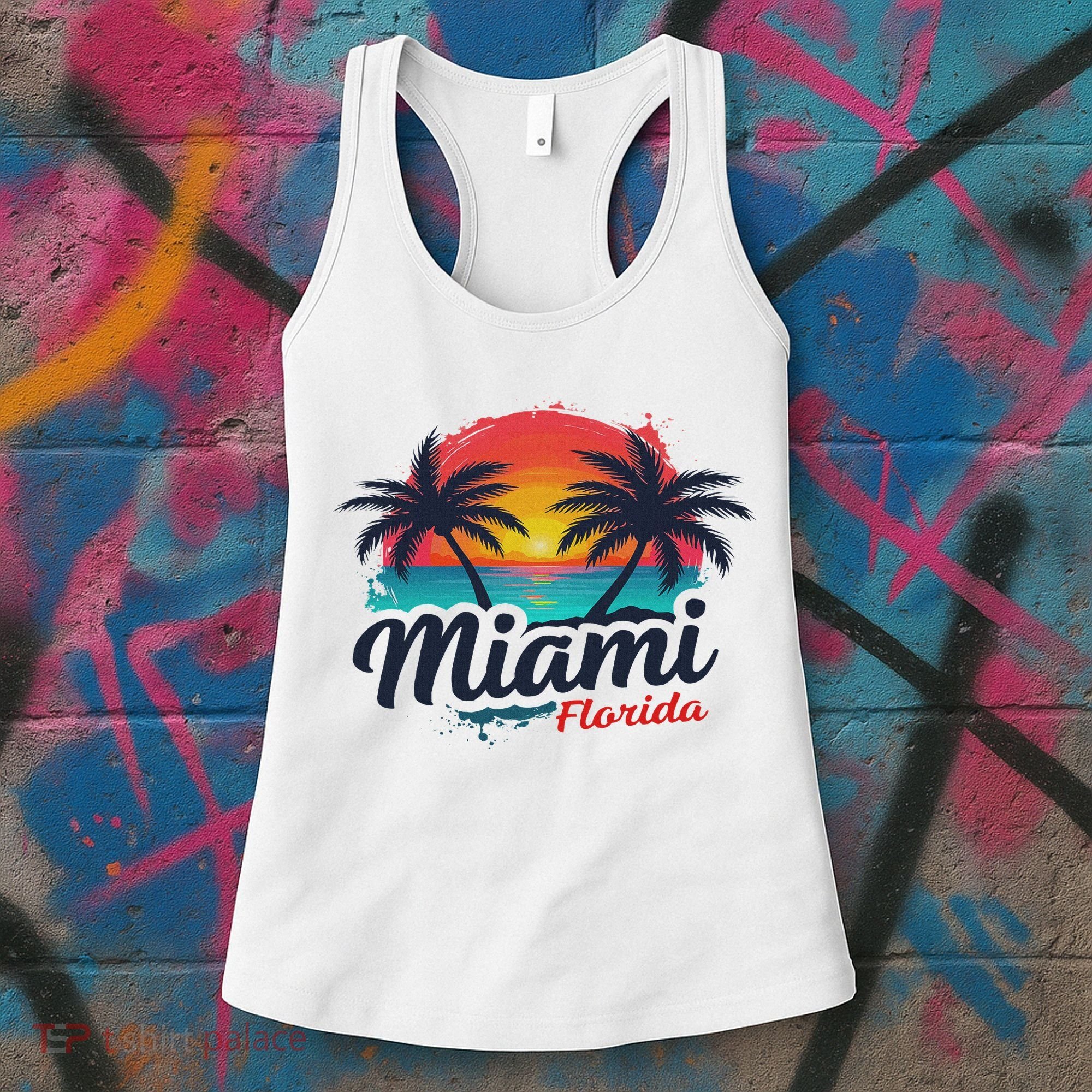 Miami Florida Sunset – Palm Tree Beach Coastal Vibes Women's Tank Top