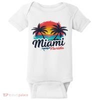Miami Florida Sunset – Palm Tree Beach Coastal Vibes Baby Bodysuit thumb 0
