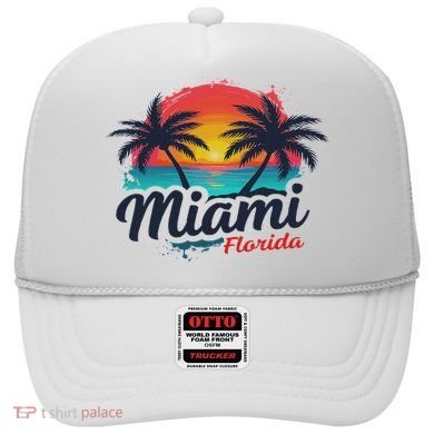 Miami Florida Sunset – Palm Tree Beach Coastal Vibes Hat
