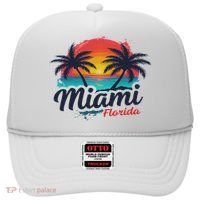 Miami Florida Sunset – Palm Tree Beach Coastal Vibes Hat thumb 0