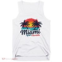 Miami Florida Sunset – Palm Tree Beach Coastal Vibes Tank Top thumb 0