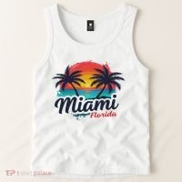 Miami Florida Sunset – Palm Tree Beach Coastal Vibes Tank Top thumb 2