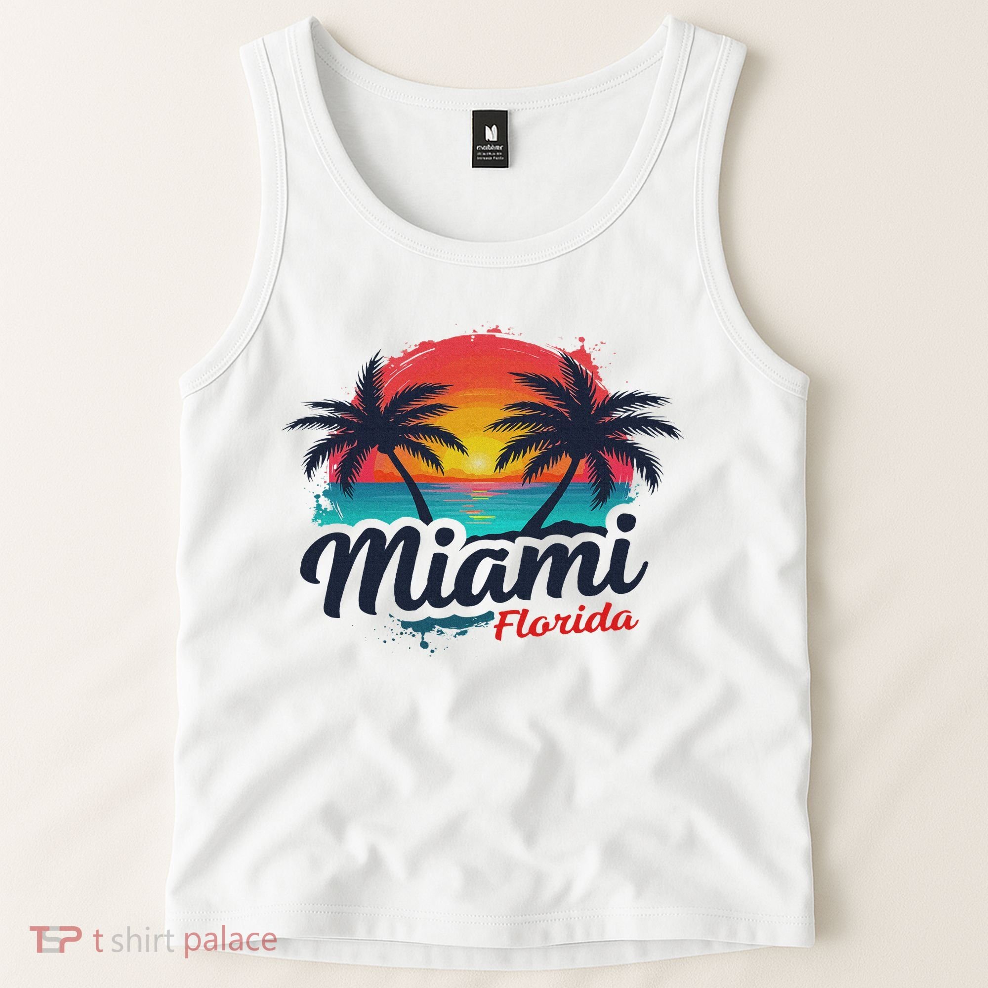 Miami Florida Sunset – Palm Tree Beach Coastal Vibes Tank Top