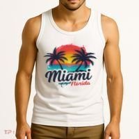 Miami Florida Sunset – Palm Tree Beach Coastal Vibes Tank Top thumb 3