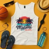 Miami Florida Sunset – Palm Tree Beach Coastal Vibes Tank Top thumb 4