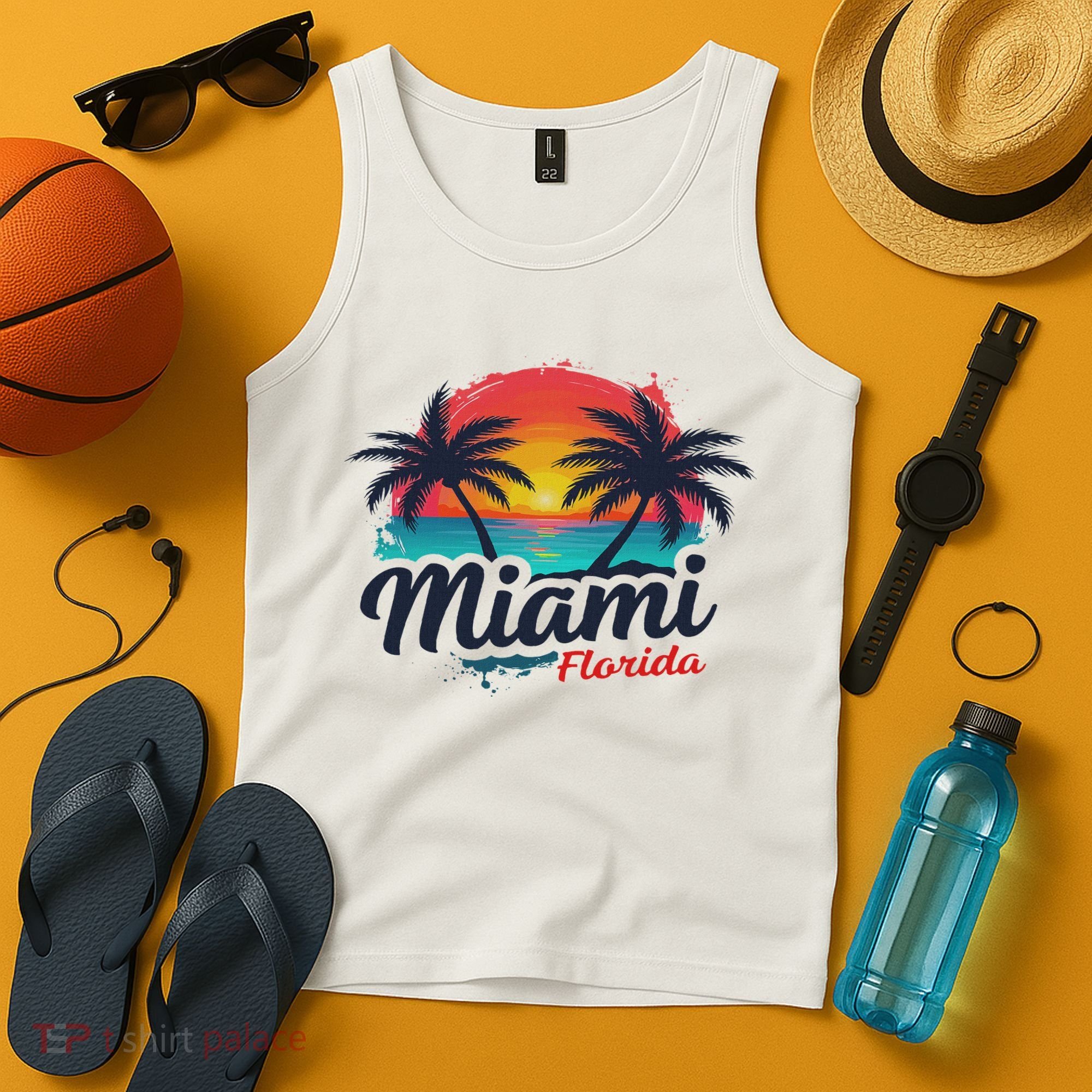 Miami Florida Sunset – Palm Tree Beach Coastal Vibes Tank Top