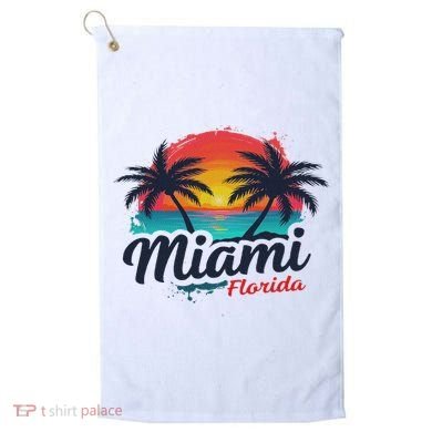 Miami Florida Sunset – Palm Tree Beach Coastal Vibes Golf Towel