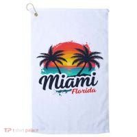 Miami Florida Sunset – Palm Tree Beach Coastal Vibes Golf Towel thumb 0