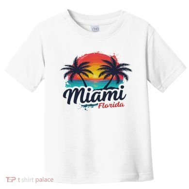 Miami Florida Sunset – Palm Tree Beach Coastal Vibes Toddler T-Shirt