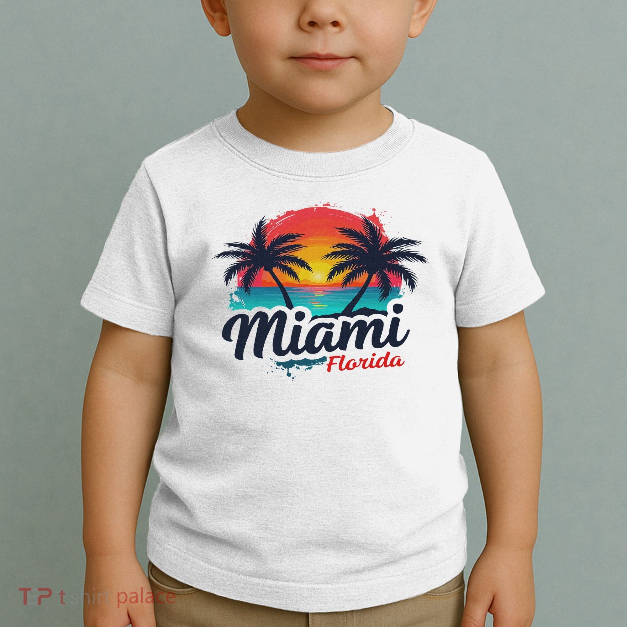 Miami Florida Sunset – Palm Tree Beach Coastal Vibes Toddler T-Shirt