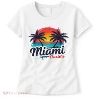 Miami Florida Sunset – Palm Tree Beach Coastal Vibes Women's T-Shirt thumb 0