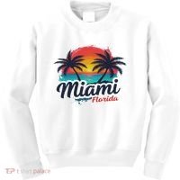 Miami Florida Sunset – Palm Tree Beach Coastal Vibes Kids Sweatshirt thumb 0