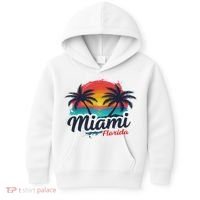 Miami Florida Sunset – Palm Tree Beach Coastal Vibes Kids Hoodie thumb 0