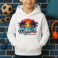 Miami Florida Sunset – Palm Tree Beach Coastal Vibes Kids Hoodie thumb 2
