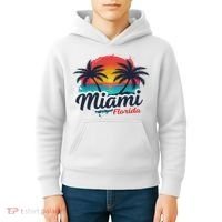Miami Florida Sunset – Palm Tree Beach Coastal Vibes Kids Hoodie thumb 4