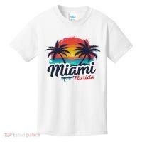 Miami Florida Sunset – Palm Tree Beach Coastal Vibes Kids T-Shirt thumb 0
