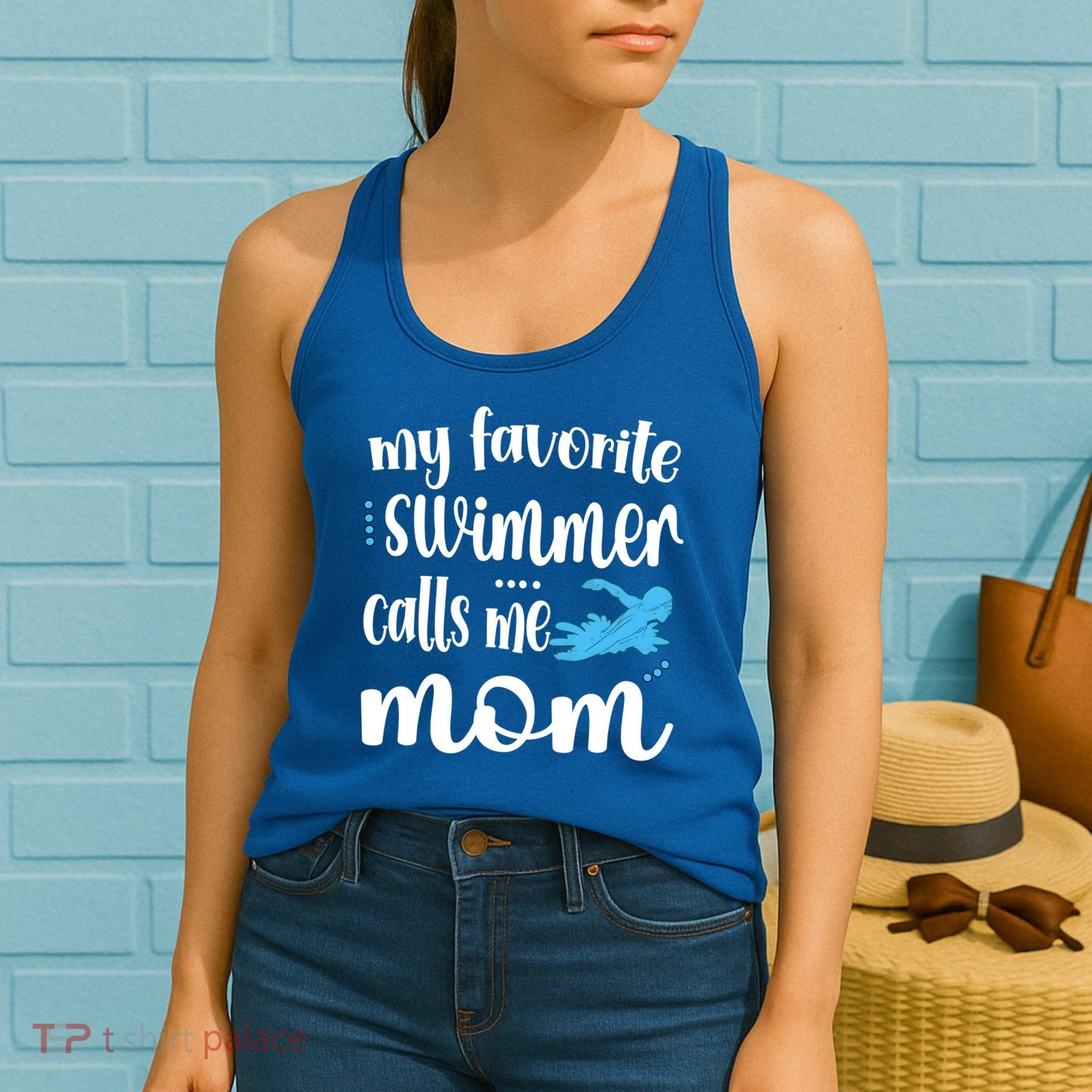 My Favorite Swimmer Calls Me Swim Mom Swimming Mama Gift Women's Tank Top