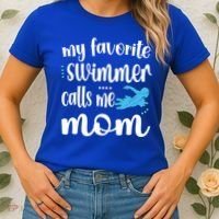 My Favorite Swimmer Calls Me Swim Mom Swimming Mama Gift Women's T-Shirt thumb 2